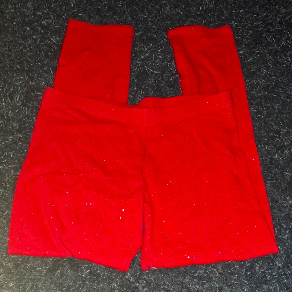 Faded Glory Sparkle Red Leggings Full-Length Solid